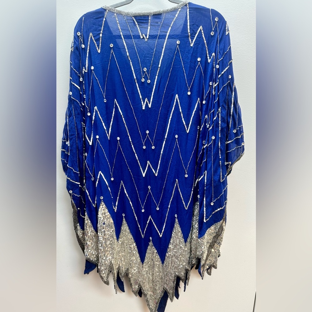 Blue and Silver Women's Dress - Picture 4 of 4